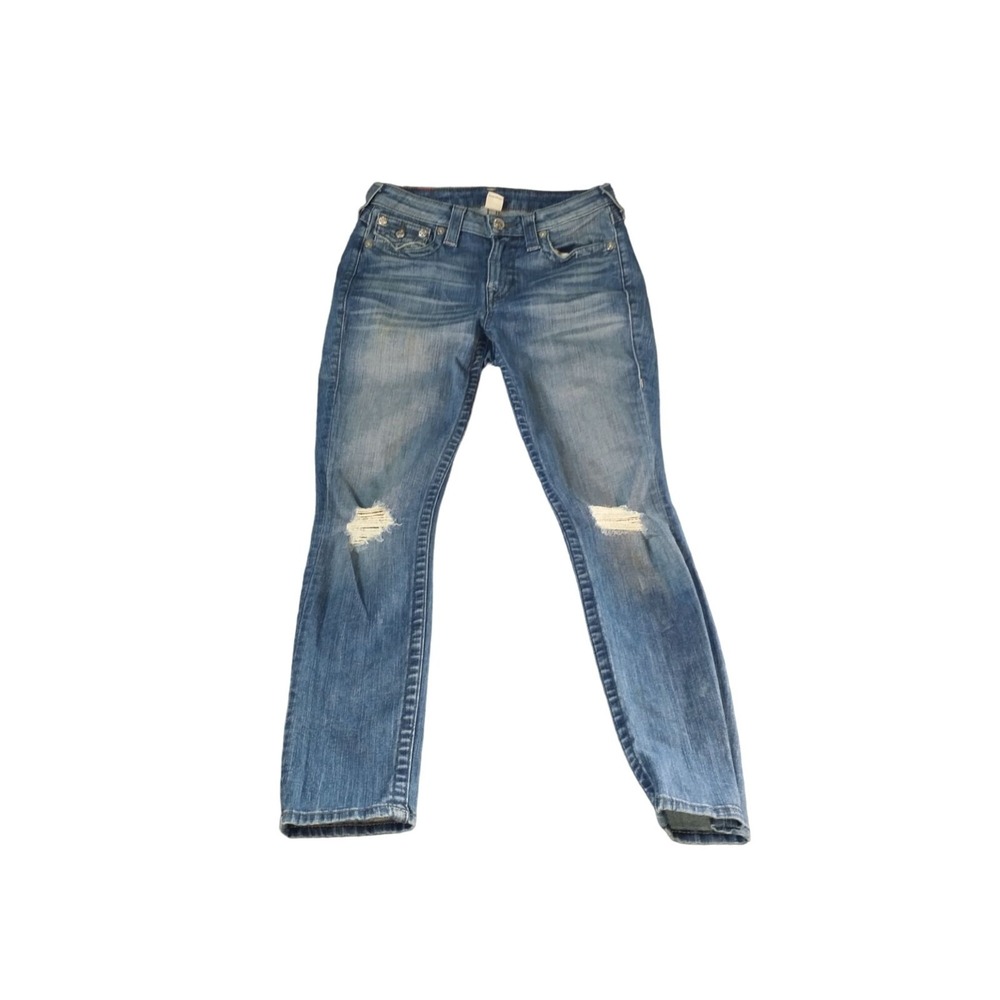 True Religion Skinny Jeans Women Sz 28 Blue Denim Straight Designer Streetwear
